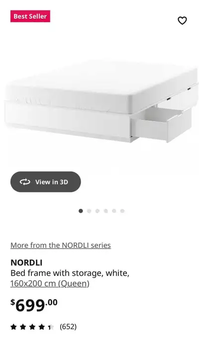 Queen Bedframe / Lit Grand 2 places IKEA NORDLI, View more