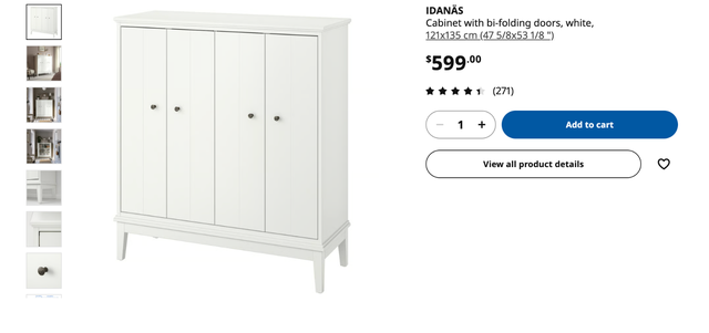 IKEA IDANÄS Cabinet with Bi-Folding Doors - White in Dressers & Wardrobes in City of Toronto - Image 9