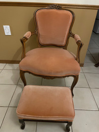 Upolstered Chair and Foot Stool