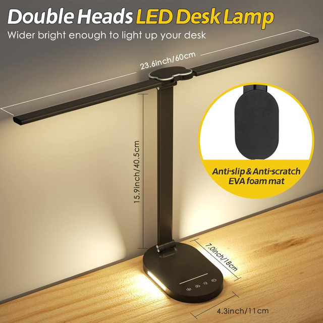 Dual Head LED Desk Lamp, 25 Light Modes, Dimmable Touch Control in Indoor Lighting & Fans in Edmonton - Image 4