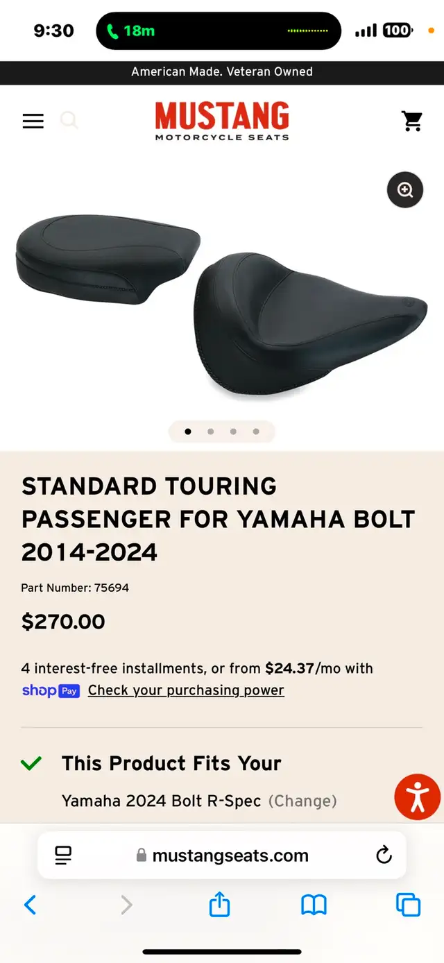 Yamaha Bolt Mustang drivers and passengers seat in Street, Cruisers & Choppers in Delta/Surrey/Langley - Image 4