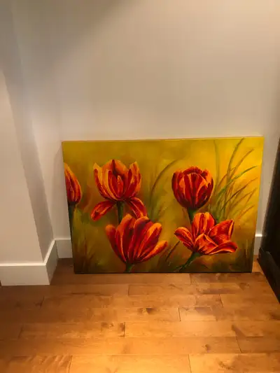 Toile peinture à l'huile fleurs, View more