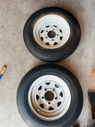5 bolt, load range B, 55 psi air pressure. Barely used, were mounted at some point but tires still h...