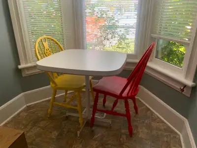 Small table and 2 chairs., View more