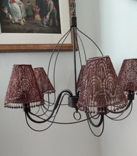 Metal Chandelier with Fabric Shades