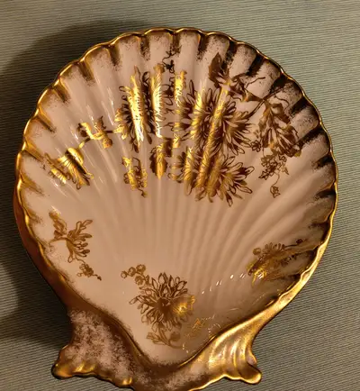 Rare & Beautiful Hammersley Bone China Gilded Shell Serving Dish, View more