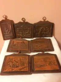 Vintage Embossed Copper Art Plaques  signed A. Nadeau Quebec