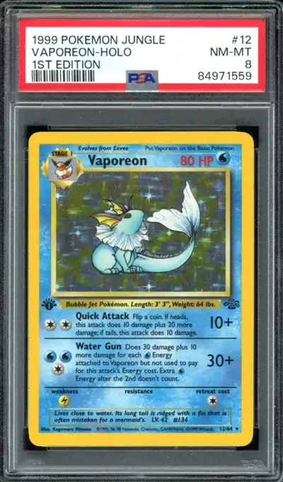 1999 Pokemon Jungle 1st Edition VAPOREON Holo PSA 8 NM-MT, View more