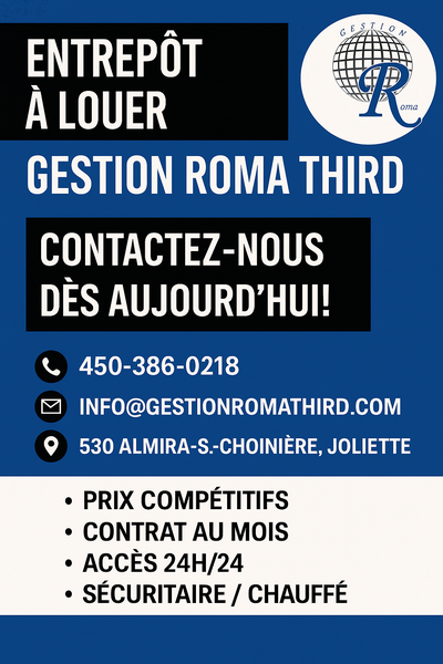 ENTREPÔTS À LOUER – Joliette Neufs, sécurisés, accessibles 24/7 530 Almira-S.-Choinière, Joliette Vo...