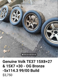 Genuine Volk TE37 15x8+27 / 15x7+30 5x114 Authentic OG Bronze 