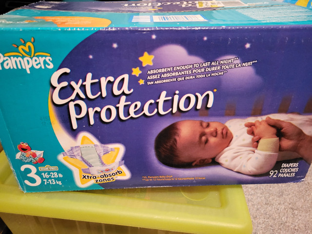Pampers size 3 extra protection diapers - 92 count in Bathing & Changing in Barrie