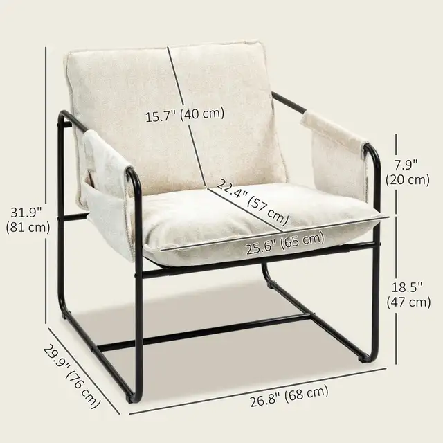 Modern Accent Chair, Upholstered Armchair with Side Pockets and  in Chairs & Recliners in Markham / York Region - Image 4