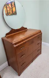 Antique maple dresser & mirror