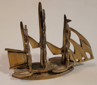 Vintage Rare Solid Brass Handmade Sail Boat