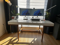 WHITE & WOOD OFFICE DESK