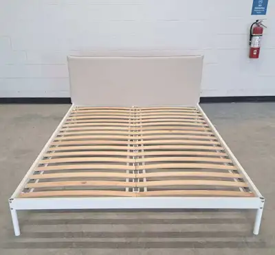 IKEA KLEPPSTAD Queen Bed Frame – White/Beige, View more