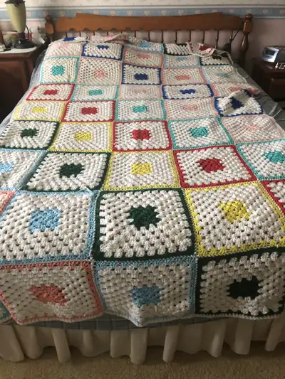 Afghan hand crochet Single bed, View more