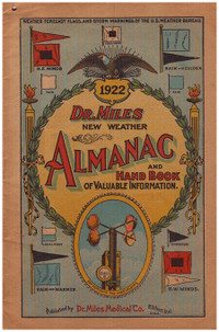 DR. MILES NEW WEATHER ALMANAC AND HAND BOOK 1922