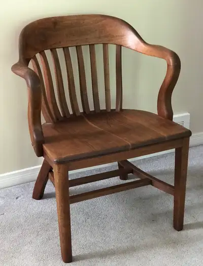 Antique walnut “banker’s chair”, View more