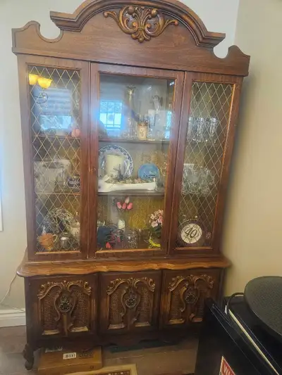 Beautiful Vintage lighted China Cabinet and Hutch., View more