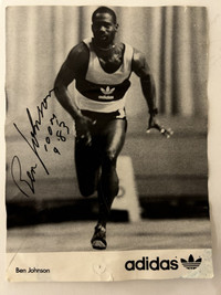 REDUCED PRICE Ben Johnson Autographed Track Sprinting Photo