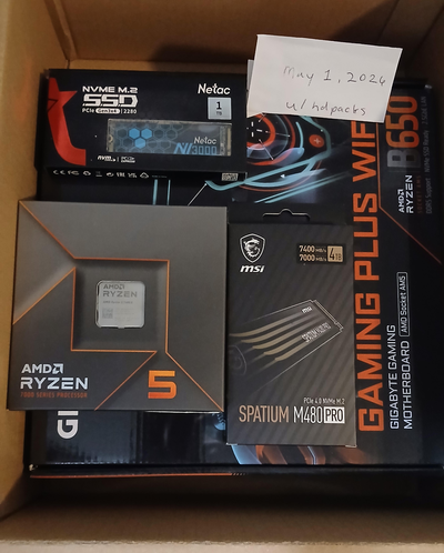 1TB and 4TB NVMe Drives, Gigabyte B650M Gaming Plus + 7600x, View more