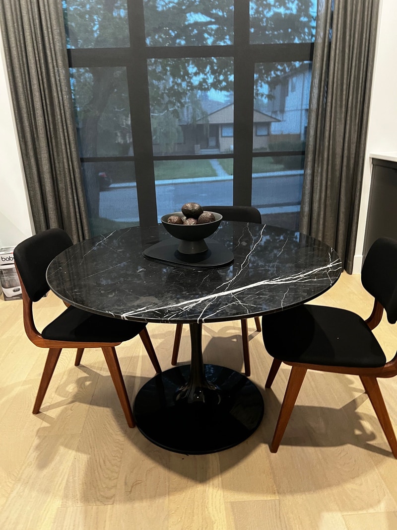Black Marble Dining Table 44” (real marble) Dining Tables & Sets