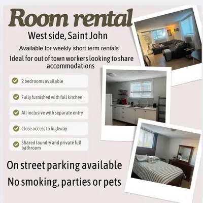 All inclusive and furnished 2 bedroom apartment located on the west side of Saint John in close prox...