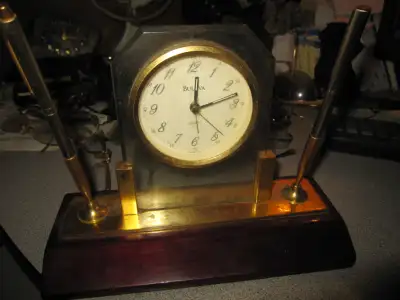 Bulova Desk Alarm Clock  Pen And Pencil Holder Made In Germany, View more