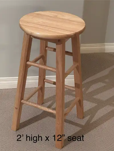 NEW Solid wood natural finish bar stool. Measures 24” high with a 12” seat. I only have 1 Sells at C...