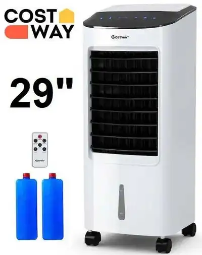 Stay cool with the Costway 29-inch evaporative air cooler!. It features three fan modes, an adjustab...