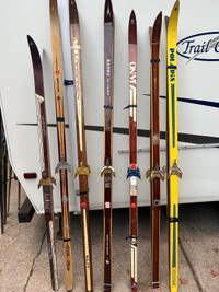 Vintage wooden cross country skis 