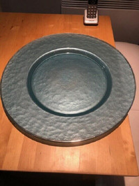 Large Teal-Blue Glass Accent Plate