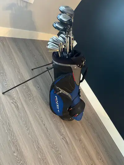 golf clubs and bag, View more