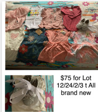 Brand new 12/3t Baby girl clothings 9 items $75 for All