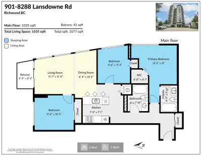 3 bedroom condo in central Richmond for rent. Across the street from skytrain and shopping. Mountain...