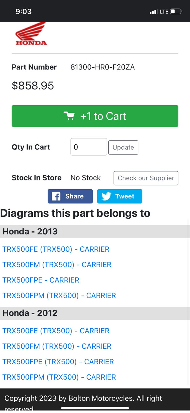 Honda trx500 rear rack 2012/2013 in ATV Parts, Trailers & Accessories in Saint John - Image 4