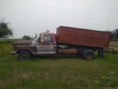 Ford one ton, runs and drives, steel box, PTO, new hoyst cable, comes with new front breaks, have a...