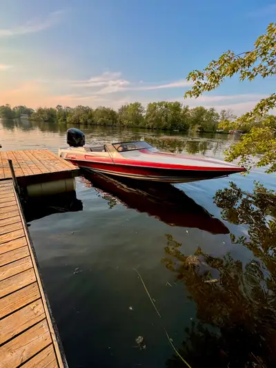 Sharp looking 20 ft charger sv with a 225 evinrude for sale. Boat has a 6” bobs hydraulic jackplate...