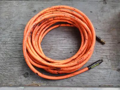 For sale a Legacy 50' High Visibility 3/8" Air Compressor Air Hose USA 300 Psi. The hose has no end...