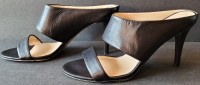 Nine West Intilect Leather Black Dress Sandals Sz 7M