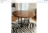 Table ronde en bois, support métal