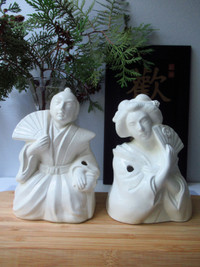 Ceramic 2 Tiki Mugs Japanese Aristocrat & Geisha, Japan