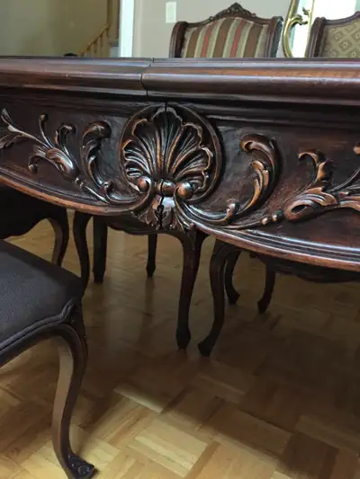 ORNATE SOLID MAHOGANY ITALIAN 12-PERSON DINING SET, View more