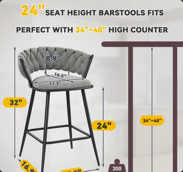 Modern bar stools with soft grey velvet in Chairs & Recliners in Markham / York Region - Image 3