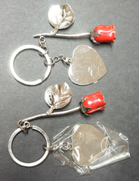 Pair of Red Rose Keychains