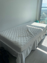 Single bed, mattress, bed skirt, mattress cover