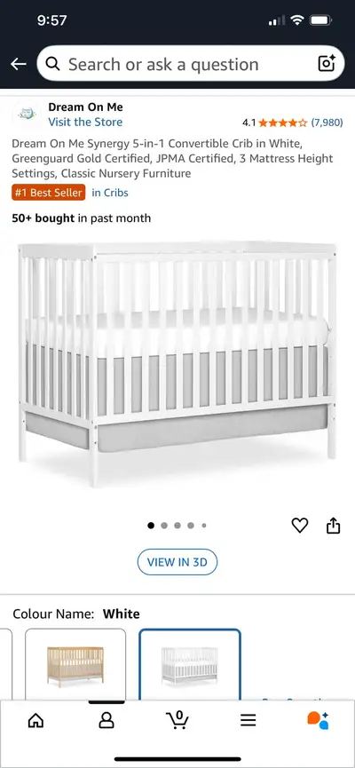 Convertible Crib + Dual-Sided Memory Foam Mattress, View more