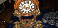 Heavy Rare Vintage Clock Horloge  Angel   Cherub Horse Cheval