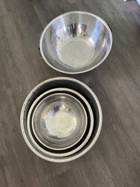 Large Stainless Steel Bowls and Colander